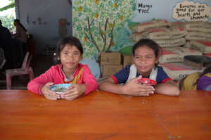 Students enjoying their breakfast.