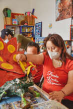 Andrea and her "alebrije" in the art workshop