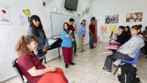S-A group in discussion with high school students