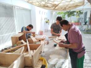 Folks are busy in the carpentry