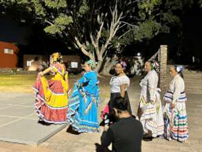Going on stage for the Mexican folk dance