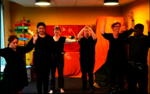The drama team at the assembly closing ceremony