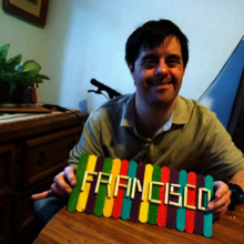 Francisco's creation with wood scraps