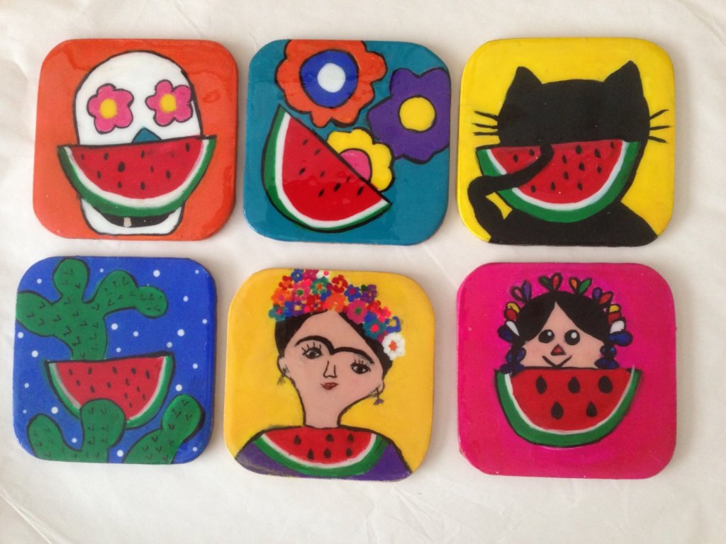 Mexican folk art coasters