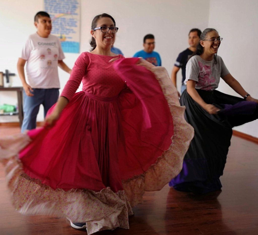 Practicing Mexican folkloric dance