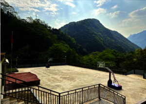 The School Basketball Court with Its Epic View
