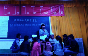 Xingqi organizing a health promotion skit