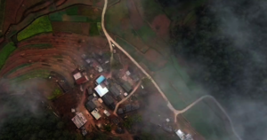 An aerial view of part of Xingqi's village