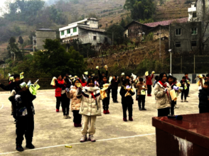 Students Gathered in the School Courtyard