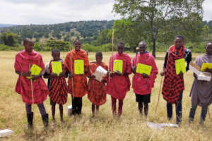 Students with their tablets in Loita