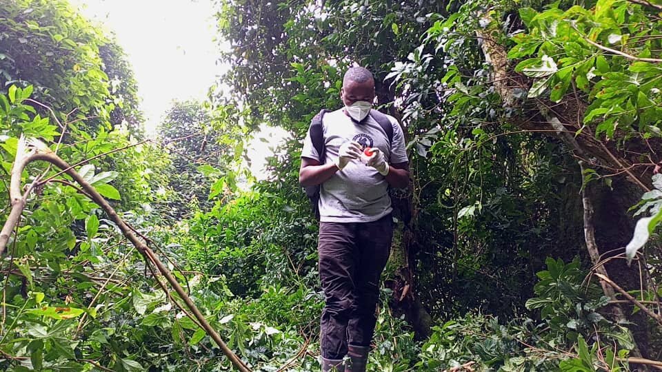 Annaclet collecting samples from Nshongi family