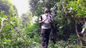 Annaclet collecting samples from Nshongi family
