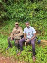 Laurence with Senior gorilla tracker, Mr. Kahere