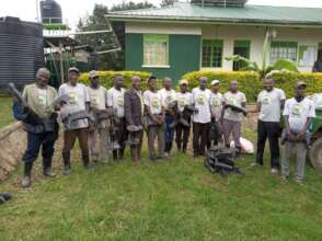 Gorilla Guardians of Bwindi receiving gum boots