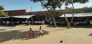 Makeshift classrooms at Lalula