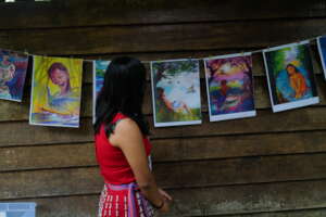 Girl student from Amazonas with watercolors
