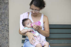 Child having milk