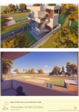 drawing of building and sports ground