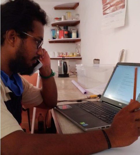 Vignesh on his daily evening learning call