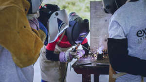 Welding students "getting after it"