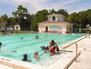 Kids enjoying the pool after a hot afternoon!