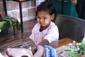 Screening a child for heart disease.