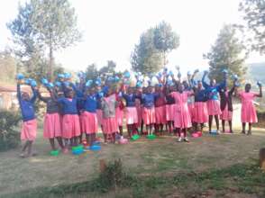 girls after receiving the sanitary pads