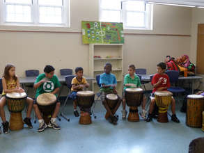 Learning about African drumming