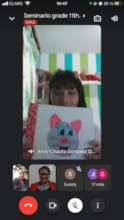One of our girls doing here on-line presentation