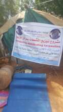 Sign for the Sept. 19, 2021 of tarps for displaced