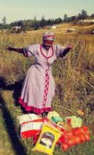 Granny dancing with joy at food relief