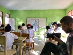 Filming in a local school