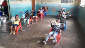 Creche learners with their masks