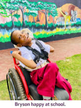 Bryson happy at school.