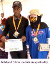 Gold and Silver medals on sports day.