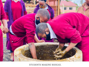 Students making biogas.