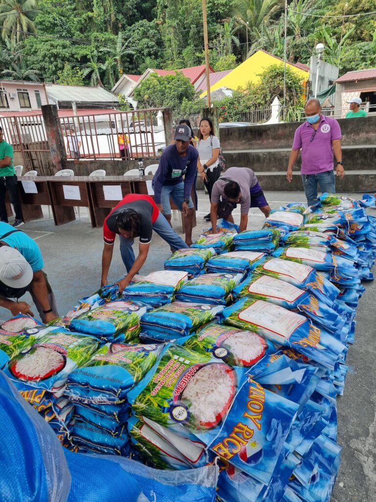 Stacking rice for AAI Relief event