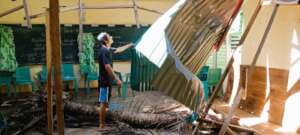 School roof damaged by storm