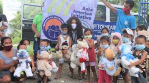 Soap, toys, and books for displaced children