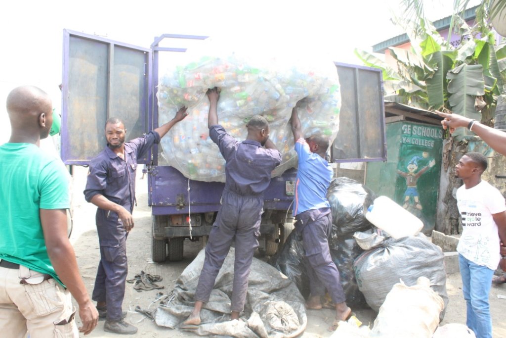 Recycling company taking the recyclables