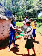 girls receiving pads in the villages