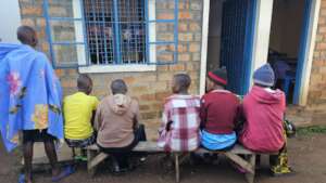 Some of the rescued girls at the police station