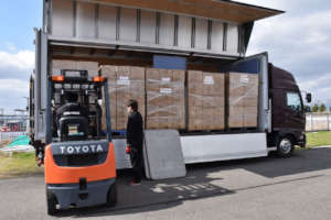 Shipment of supplies preparing for delivery