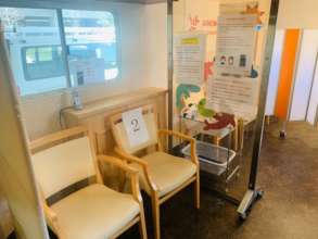 Trailer office with chairs and air purifier