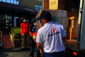 Distributed relief items to evac centers