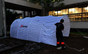 Tent used as isolation center at evac center