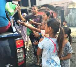 Supply distribution at relief center