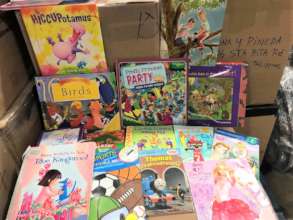 Newly donated books arriving