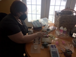 Kat exploring resin designs.