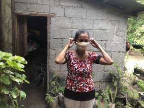 Donning a face mask